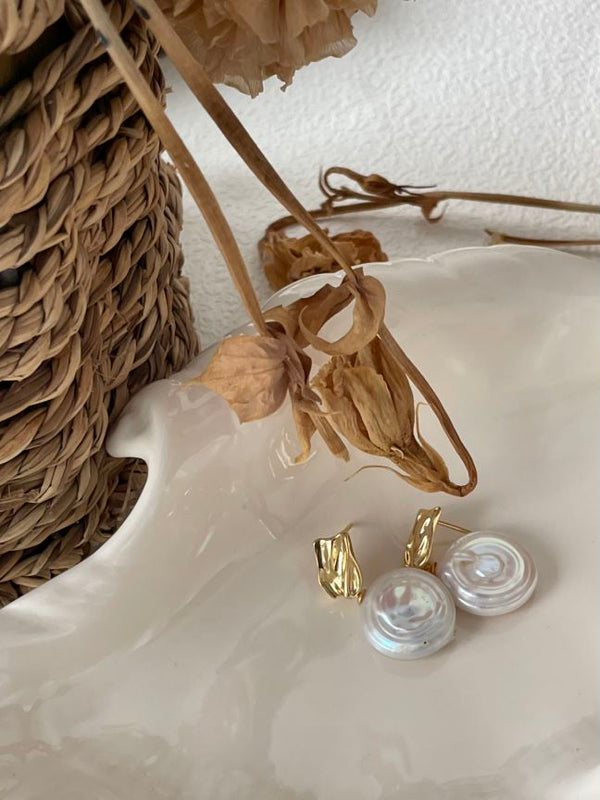 14K Gold-Filled S925 Sterling Silver Drop Earrings with Oblate-Shaped Baroque Freshwater Pearl For Birthday Gift For Anniversary Gift Idea For Her