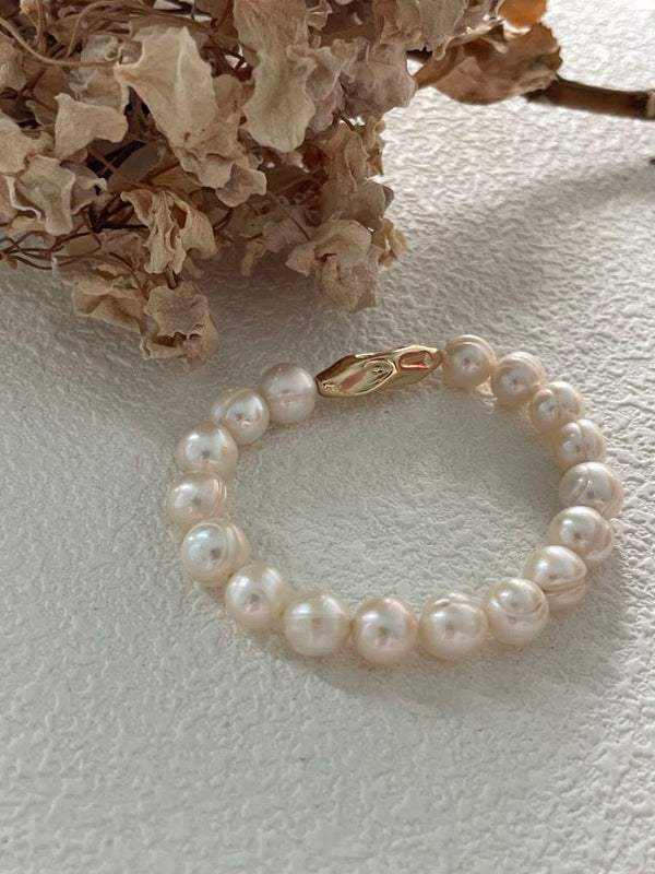 14K Gold-Filled S925 Sterling Silver Natural Threaded Baroque Freshwater Pearl Bracelet Gift For Her Anniversary Gift Minimalist Jewelry For Bridal Gift