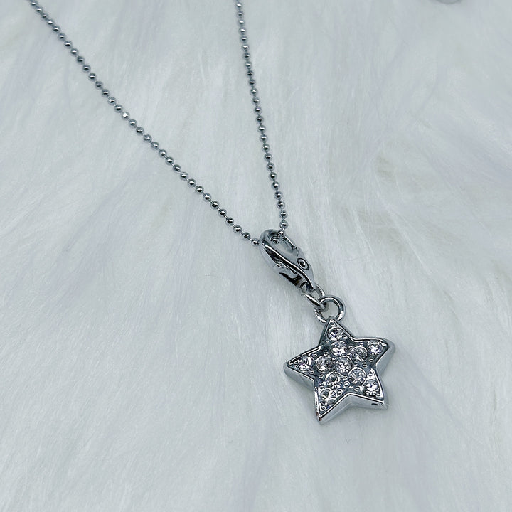 BRASS WITH A RHODIUM-PLATED FINISH SIMPLE SILVER TWINKLE STAR PENDANT WITH 5A Grade CZ GEMSTONE FOR BIRTHDAY GIFT FOR HER DAILY WEAR