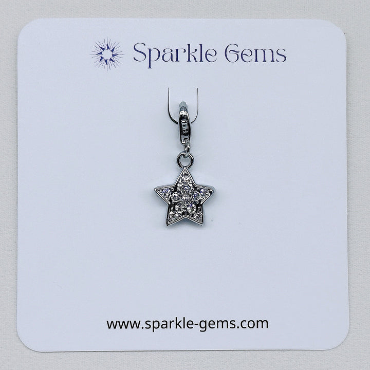 BRASS WITH A RHODIUM-PLATED FINISH SIMPLE SILVER TWINKLE STAR PENDANT WITH 5A Grade CZ GEMSTONE FOR BIRTHDAY GIFT FOR HER DAILY WEAR