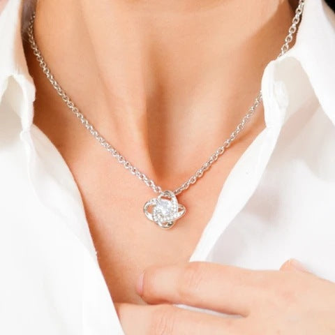 ETERNITY KNOT STERLING SILVER NECKLACE WITH PEARLS FOR ANNIVERSARY GIFT FOR HER BIRTHDAY GIFT IDEA FOR DAILY OUTFIT GIFT FOR WIFE