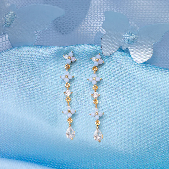 SKY BLUE BLOSS DANGLE EARRINGS