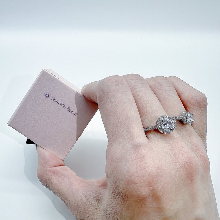 MOISSANITE ROUND CUT ADJUSTABLE RING ENGAGEMENT GIFT FOR HER  BIRTHDAY GIFT FOR ANNIVERSARY