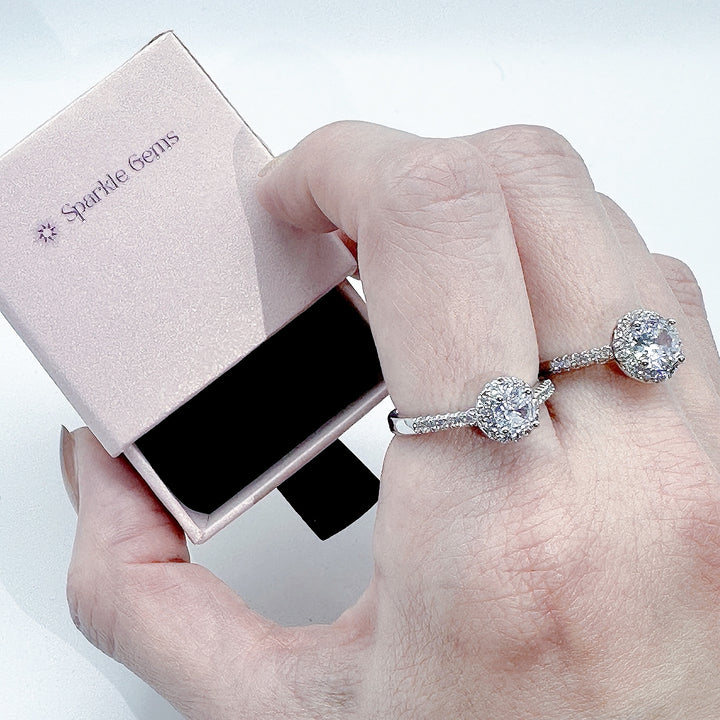 MOISSANITE ROUND CUT ADJUSTABLE RING ENGAGEMENT GIFT FOR HER  BIRTHDAY GIFT FOR ANNIVERSARY