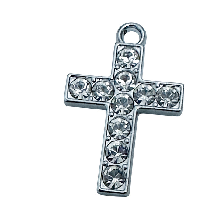 Simple Silver Sparkling Cross Pendant  This gorgeous sterling silver sparkling cross pendant is secured on your choice of sterling silver pendant carrier. Our sterling silver lobster clasp is perfect for adding the cross pendant to your own charm bracelet or if you would like to simply thread the charm onto your own necklace chain.&nbsp;  A simple cross design ideal for everyday wear.