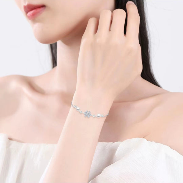 ROMANTIC S925 STERLING SILVER BLOSSOM BRACELET FOR HER BIRTHDAY GIFT FOR ANNIVERSARY GIFT IDEA FOR BRIDE