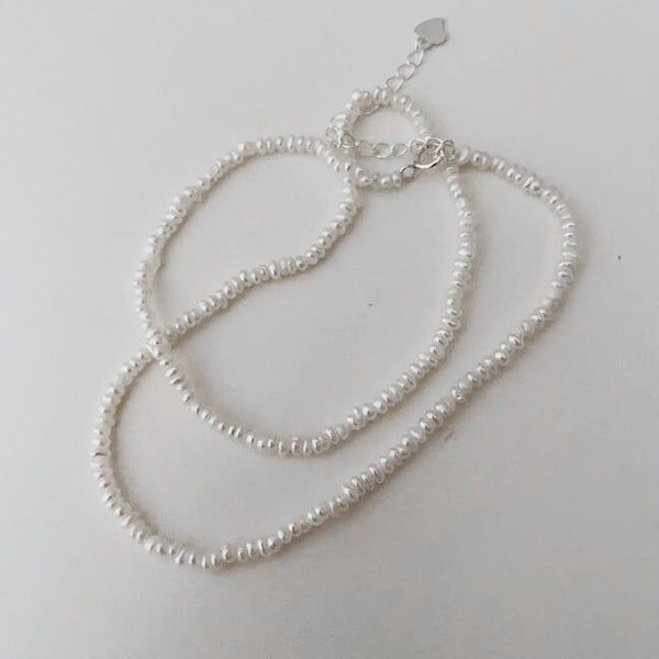 S925 Sterling Silver 14K Gold-filled Flat Rice-Shaped Baroque Freshwater Pearl Necklace For Anniversary Gift For Birthday Gift For Christmas Gift Idea For Her