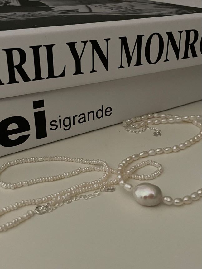 S925 Sterling Silver 14K Gold-filled Flat Rice-Shaped Baroque Freshwater Pearl Necklace For Anniversary Gift For Birthday Gift For Christmas Gift Idea For Her