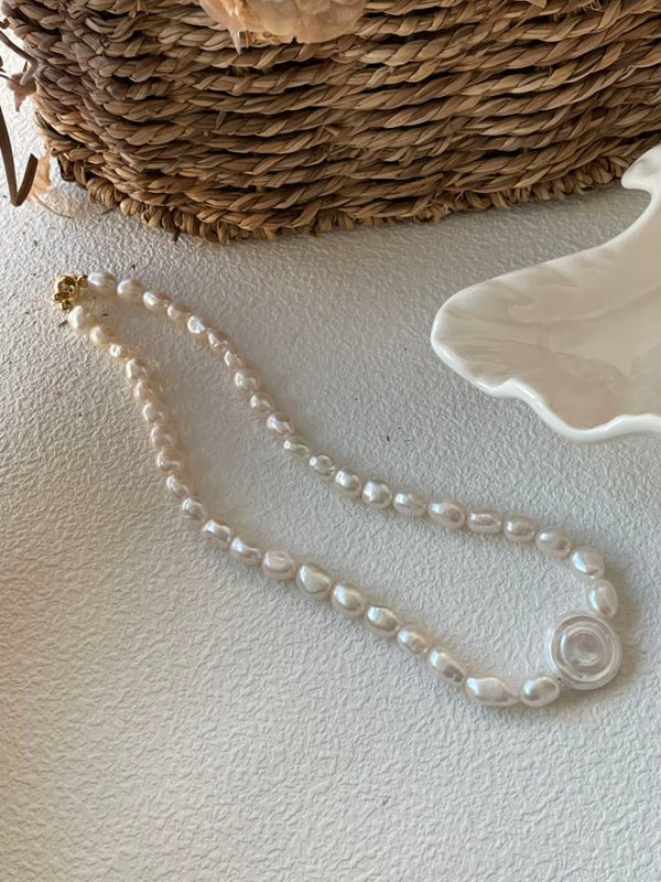 S925 Sterling Silver US 14K Gold-filled Handcrafted Baroque Pearl Necklace with Unique 22mm Pearl Centerpiece Gift For Her Minimalist Jewelry For Bridal 