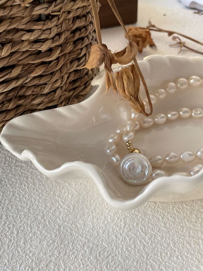 S925 Sterling Silver US 14K Gold-filled Handcrafted Baroque Pearl Necklace with Unique 22mm Pearl Centerpiece Gift For Her Minimalist Jewelry For Bridal 