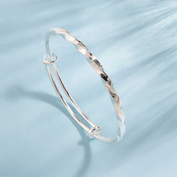 TWISTED TOGETHER S999 STERLING SILVER BANGLE GIFT FOR HER BIRTHDAY GIFT IDEA FOR CHRISTMAS OUTFIT